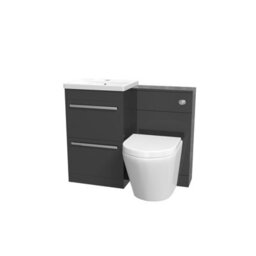 Nes Home Anthracite Drawers Basin Cabinet, Wc Unit & Rimless Back To Wall Toilet - thumbnail 6