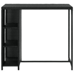 Walplus Bar Table With Storage Rack Black 120X60X110 Cm Poly Rattan - thumbnail 2