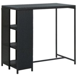 Walplus Bar Table With Storage Rack Black 120X60X110 Cm Poly Rattan - thumbnail 1