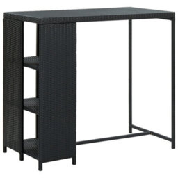 Walplus Bar Table With Storage Rack Black 120X60X110 Cm Poly Rattan