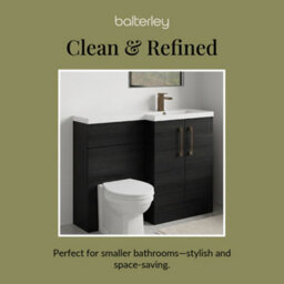Balterley Right-Hand Bathroom Vanity And Wc Unit Combination With Basin - 1100mm - Woodgrain Black With Brushed Bronze Handles - thumbnail 7
