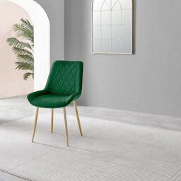 Furniturebox Uk Novara 100Cm Round Black Leg Dining Table & 2 Green Pesaro Gold Leg Chairs - thumbnail 8