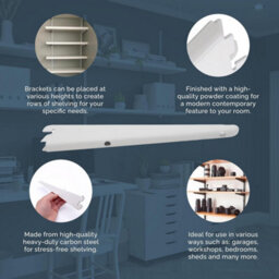 Afit White Twin Slot Brackets 470mm - Pack Of 2 - 32mm Twin Slot Adjustable Wall Shelving - thumbnail 7