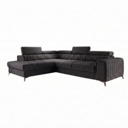 Corner Sofa Bed With Storage, Laurence, Dark Grey Fabric And Hr Foam, Adjustable Headrests, Modern Living Room Furniture Left Side - thumbnail 2