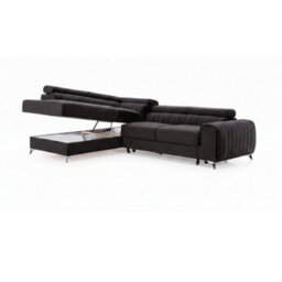 Corner Sofa Bed With Storage, Laurence, Dark Grey Fabric And Hr Foam, Adjustable Headrests, Modern Living Room Furniture Left Side - thumbnail 4