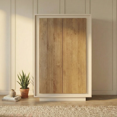 FurniComp LTD Furnicomp Berlin 2 Door 106Cm Cashmere And Mercure Oak Highboard/tall Sideboard - image 1