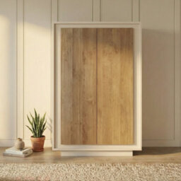 FurniComp LTD Furnicomp Berlin 2 Door 106Cm Cashmere And Mercure Oak Highboard/tall Sideboard - thumbnail 1
