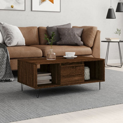 Berkfield Coffee Table Brown Oak 90X50X36.5 Cm Engineered Wood - image 1