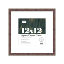 "12X12"" Walnut Picture Frame - 12X12"" Square Frame With 10X10"" Mount For 12X12""/10X10"" Pictures Moderrn Style Thin Edge, 1 Pack" - thumbnail 1