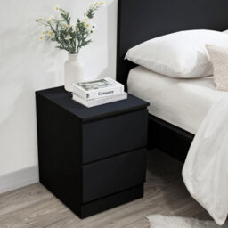 Black 3 Piece Furniture Set Chest Of Drawers Bedside Tables Birlea Oslo - thumbnail 4