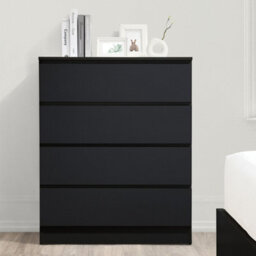 Black 3 Piece Furniture Set Chest Of Drawers Bedside Tables Birlea Oslo - thumbnail 5