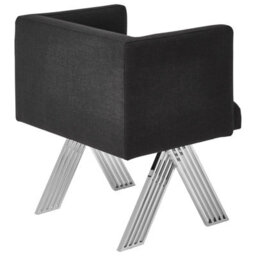 Orsina Luxurious Black Dining Chair With Silver Legs,livingroom Armchair,outdoor Patio Chair,ideal As Kitchen Chair - thumbnail 4