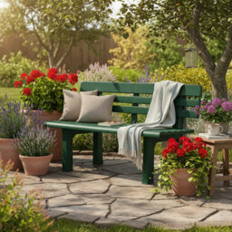 Urbn-Living Urbnliving 2 Seater Outdoor Garden Bench Plastic Weather Resistant Waterproof Furniture - thumbnail 5