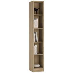 Wyld Haus Hollola Sonama Oak Tall Narrow Bookcase - 5 Shelves - thumbnail 2
