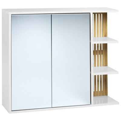 Beliani Bathroom Wall Mounted Mirror Cabinet Nubes 80 Cm 70 Cm White - image 1