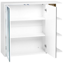 Beliani Bathroom Wall Mounted Mirror Cabinet Nubes 80 Cm 70 Cm White - thumbnail 4