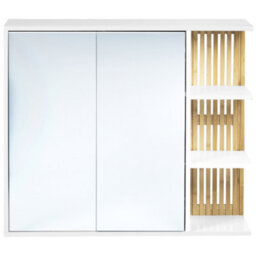 Beliani Bathroom Wall Mounted Mirror Cabinet Nubes 80 Cm 70 Cm White - thumbnail 5