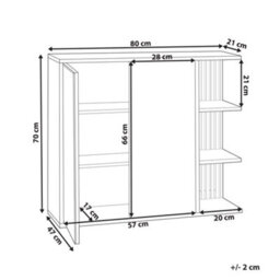 Beliani Bathroom Wall Mounted Mirror Cabinet Nubes 80 Cm 70 Cm White - thumbnail 3