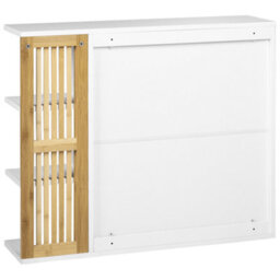 Beliani Bathroom Wall Mounted Mirror Cabinet Nubes 80 Cm 70 Cm White - thumbnail 6