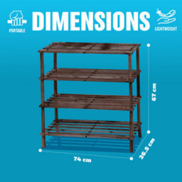 4 Tier Dark Oak Wooden Shoe Rack Footwear Storage Organiser Unit Shelf Strong - thumbnail 5