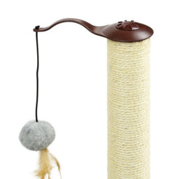 "Taylor & Brown 25"" Cat Scratching Post With Sisal Pole, Plush Carpet, Interactive Toy Balls, Durable Kitten Scratcher, Grey" - thumbnail 3