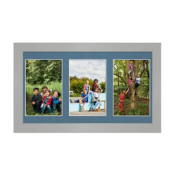 AK Frames 40X20Cm Silver Modern Multi Photo Frame With Pompadour Mount - Holds 3 Apertures (3X) 6X4 Photos - thumbnail 1