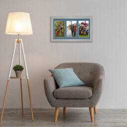 AK Frames 40X20Cm Silver Modern Multi Photo Frame With Pompadour Mount - Holds 3 Apertures (3X) 6X4 Photos - thumbnail 3