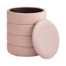 Klara Soft Velvet Storage Stool Blush Pink - thumbnail 2