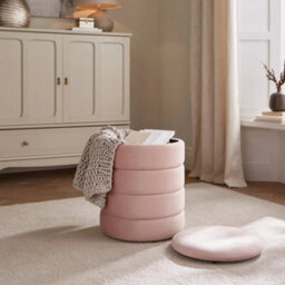 Klara Soft Velvet Storage Stool Blush Pink - thumbnail 4