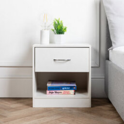 Home Treats White Wooden 3Pc Bedroom Furniture Set Includes Wardrobe Chest Of 4 Drawers Bedside Table - thumbnail 6