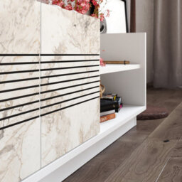 Decorotika Lusi Tv Stand Tv Unit For Tvs Up To 80 Inch White Marble Effect White - thumbnail 3