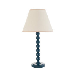 Luminosa Lighting Luminosa Higgledy Gloss Marlin Blue Paint Table Lamp With Vintage White Fabric Ivy Shade 25Cm E14 - thumbnail 7