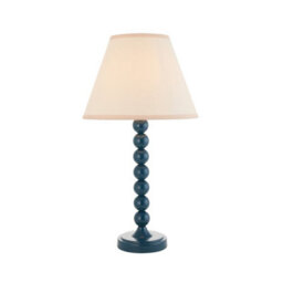 Luminosa Lighting Luminosa Higgledy Gloss Marlin Blue Paint Table Lamp With Vintage White Fabric Ivy Shade 25Cm E14 - thumbnail 1