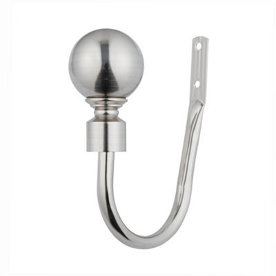 A.unique Home Pair Of Plain Round Ball Metal Holdbacks With Fittings - Brushed Steel - image 1