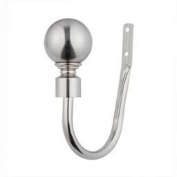 A.unique Home Pair Of Plain Round Ball Metal Holdbacks With Fittings - Brushed Steel - thumbnail 1