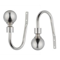 A.unique Home Pair Of Plain Round Ball Metal Holdbacks With Fittings - Brushed Steel - thumbnail 3