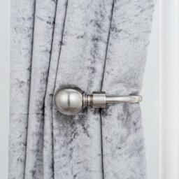 A.unique Home Pair Of Plain Round Ball Metal Holdbacks With Fittings - Brushed Steel - thumbnail 5