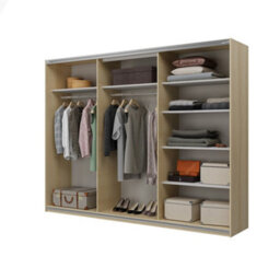 Arte Cube 270Cm Sliding Door Wardrobe - Oak Lindberg, Grand Wood-Toned Storage With Warmth - thumbnail 4