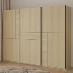 Arte Cube 270Cm Sliding Door Wardrobe - Oak Lindberg, Grand Wood-Toned Storage With Warmth - thumbnail 6
