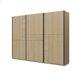 Arte Cube 270Cm Sliding Door Wardrobe - Oak Lindberg, Grand Wood-Toned Storage With Warmth - thumbnail 2