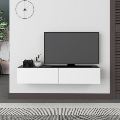 "Decortie Francy Wall-Mounted Tv Unit Modern Media Centre Tv Cabinet 42"" Anthracite Grey White 135Cm"