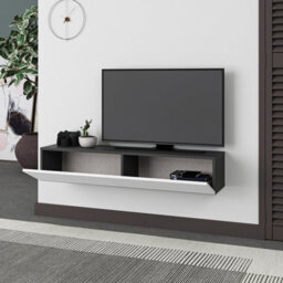 "Decortie Francy Wall-Mounted Tv Unit Modern Media Centre Tv Cabinet 42"" Anthracite Grey White 135Cm" - thumbnail 5