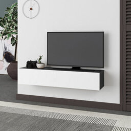"Decortie Francy Wall-Mounted Tv Unit Modern Media Centre Tv Cabinet 42"" Anthracite Grey White 135Cm" - thumbnail 6