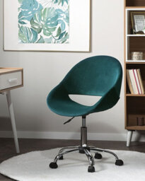 Beliani Desk Chair Selma Velvet Emerald Green - thumbnail 2