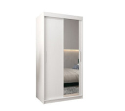 Arte Tokyo 02 Contemporary Mirrored 2 Sliding Door Wardrobe 5 Shelves 2 Rails White Matt (H)2000mm (W)1000mm (D)620mm - thumbnail 1