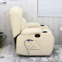 More4Homes Caesar Bonded Leather Manual Recliner Armchair With Rocking Swivel Heat And Massage (Cream) - thumbnail 9