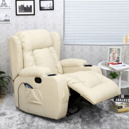 More4Homes Caesar Bonded Leather Manual Recliner Armchair With Rocking Swivel Heat And Massage (Cream) - thumbnail 8