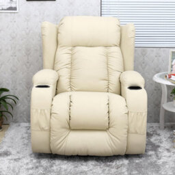 More4Homes Caesar Bonded Leather Manual Recliner Armchair With Rocking Swivel Heat And Massage (Cream) - thumbnail 7