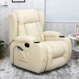 More4Homes Caesar Bonded Leather Manual Recliner Armchair With Rocking Swivel Heat And Massage (Cream)
