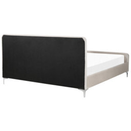 Beliani Bed Velvet Lunan 180 X 200 Cm (Eu Super King) Taupe - thumbnail 6